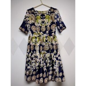 Oubaili floral coin printed fit flare dress